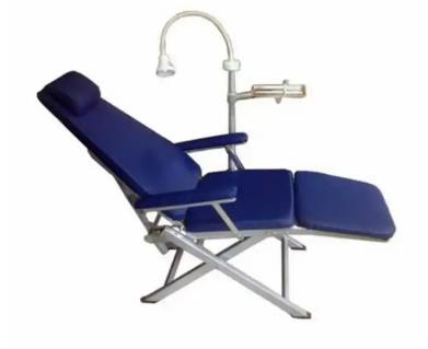 Silla de paciente dental plegable portátil con lámpara de luz fría e instrumento