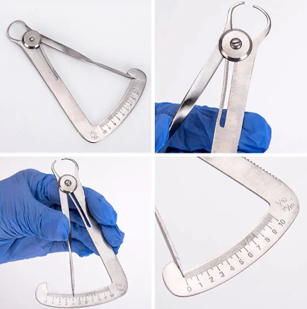 Instrumento de laboratorio dental calibrador dental de metal/cera de 0,1 mm