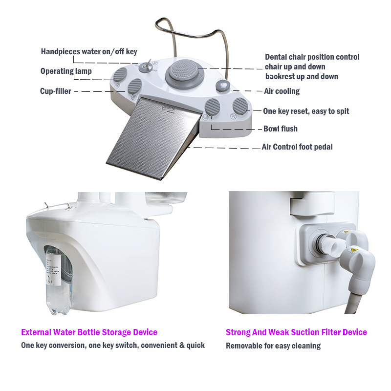 Juego completo de sillón dental eléctrico S610 con altura ajustable