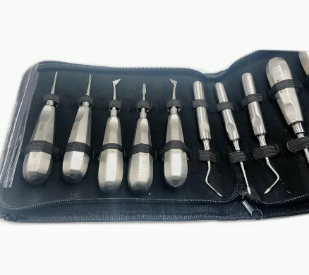 Conjunto completo de instrumentos de cirugía dental, elevadores de dientes, elevador de raíces dentales