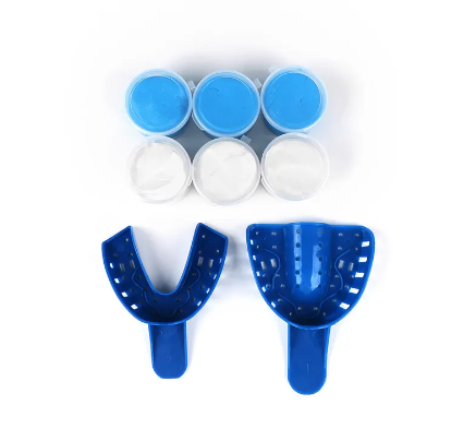 Kit de impresión dental material del molde de la masilla del hogar azul y blanco del silicón para los dientes