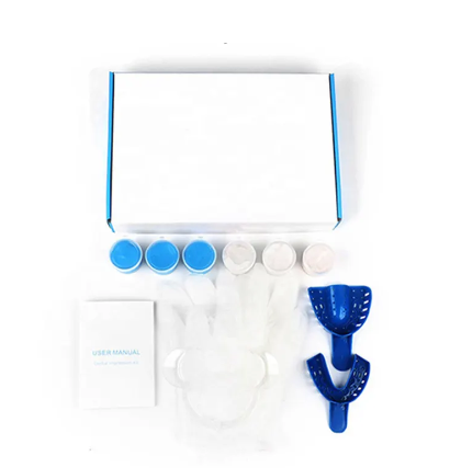 Kit de impresión dental material del molde de la masilla del hogar azul y blanco del silicón para los dientes